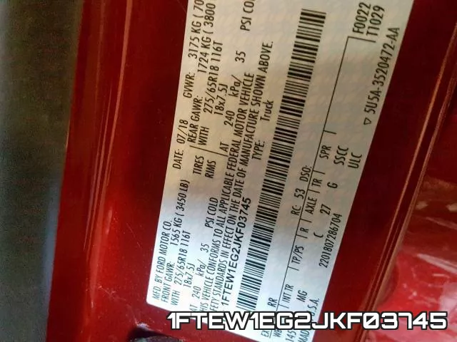 1FTEW1EG2JKF03745 фото 2