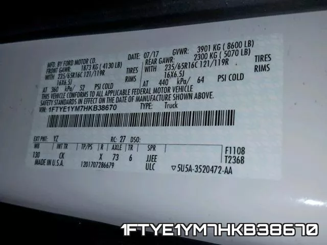 1FTYE1YM7HKB38670 фото 2