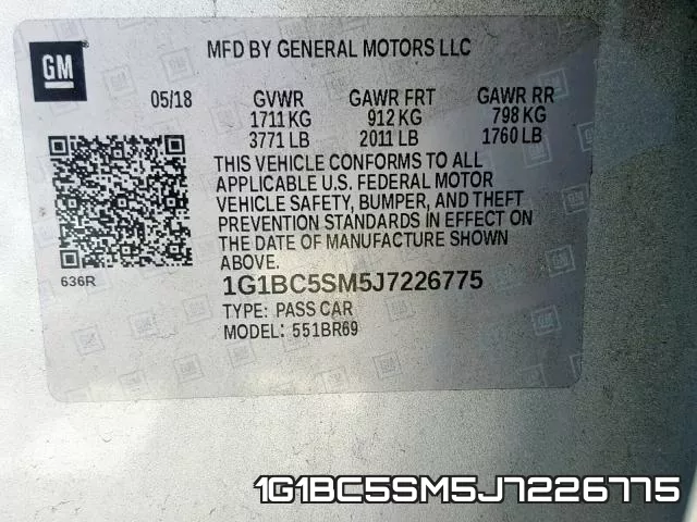 1G1BC5SM5J7226775 фото 2