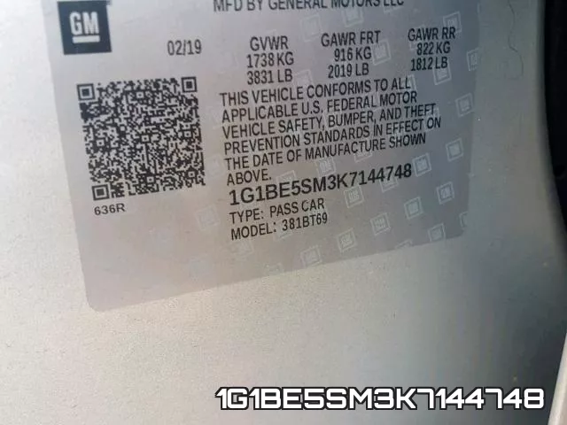 1G1BE5SM3K7144748 фото 2