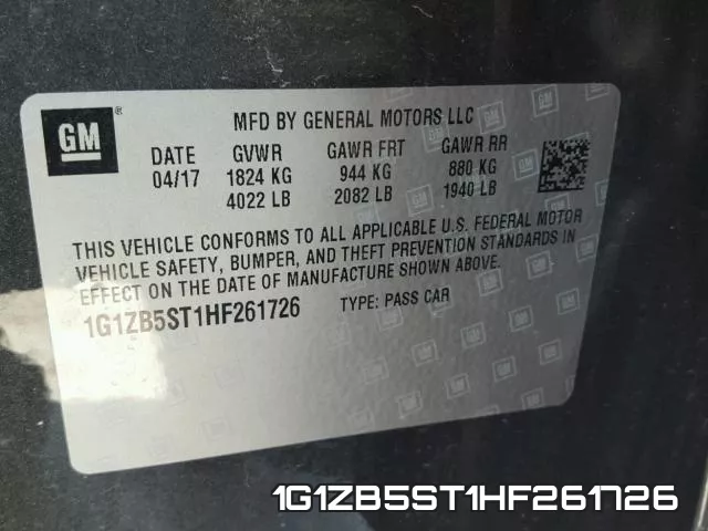 1G1ZB5ST1HF261726 фото 2