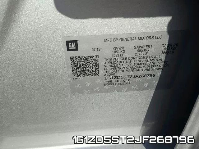 1G1ZD5ST2JF268796 фото 2