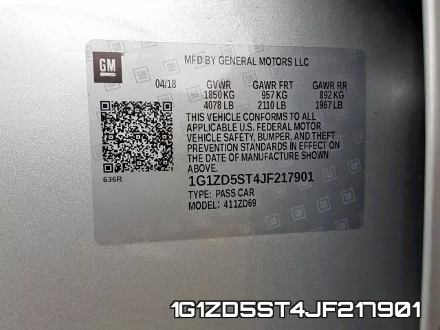 1G1ZD5ST4JF217901 фото 2
