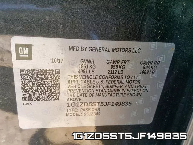1G1ZD5ST5JF149835 фото 2