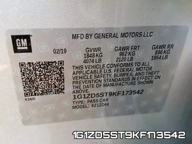 1G1ZD5ST9KF173542 фото 2