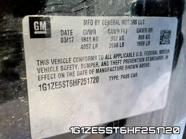 1G1ZE5ST6HF251720 фото 2