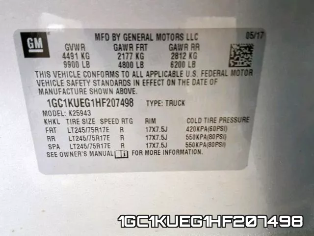 1GC1KUEG1HF207498 фото 2