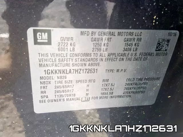 1GKKNKLA7HZ172631 фото 2