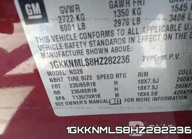 1GKKNMLS8HZ282236 фото 10