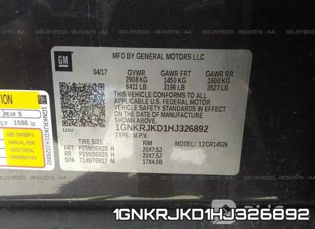1GNKRJKD1HJ326892 фото 10