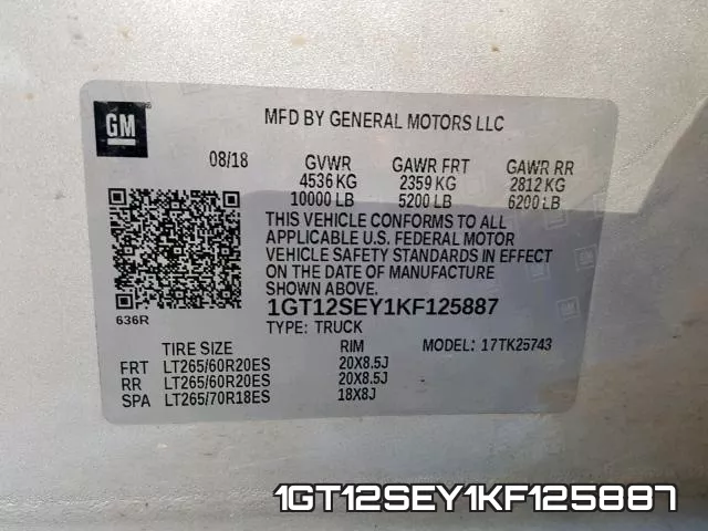 1GT12SEY1KF125887 фото 2