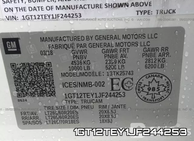 1GT12TEY1JF244253 фото 10