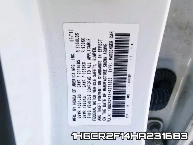 1HGCR2F14HA231683 фото 2