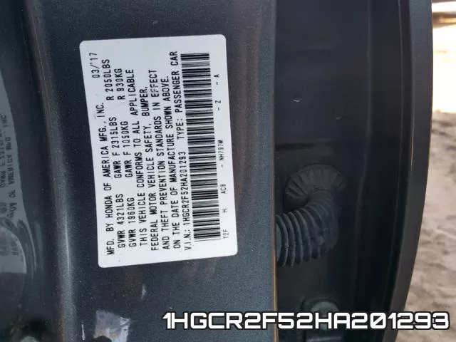 1HGCR2F52HA201293 фото 2