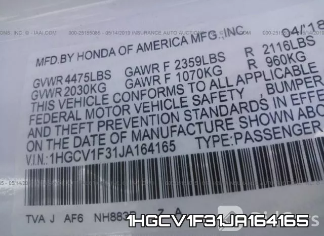 1HGCV1F31JA164165 фото 10