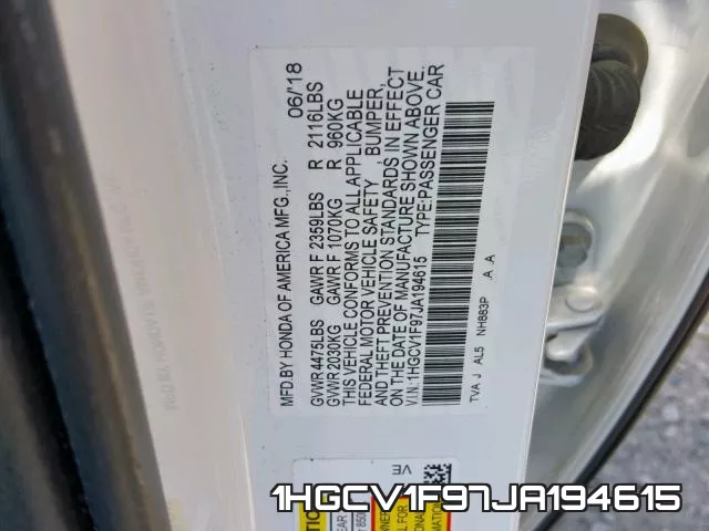 1HGCV1F97JA194615 фото 2