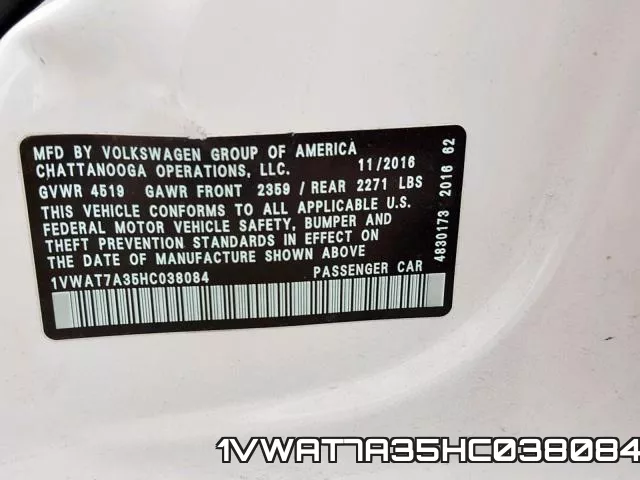 1VWAT7A35HC038084 фото 2