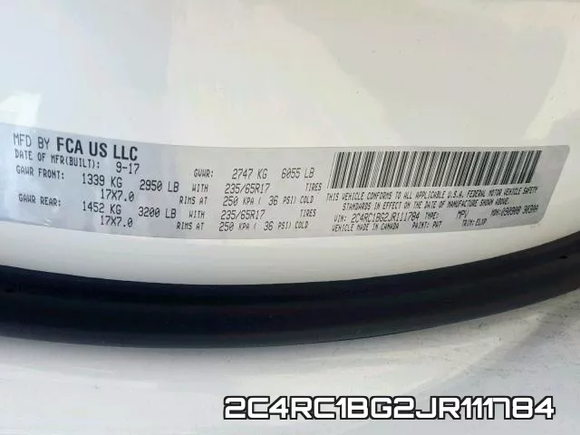 2C4RC1BG2JR111784 фото 2