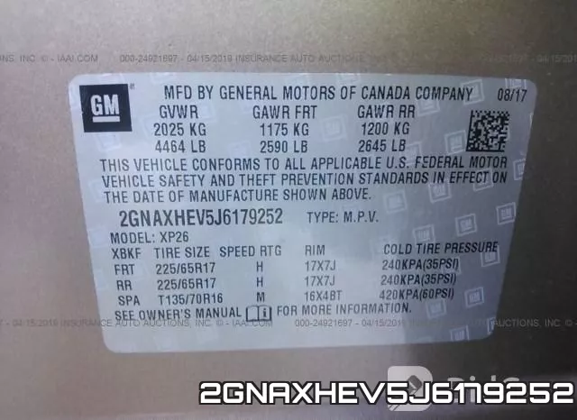 2GNAXHEV5J6179252 фото 10