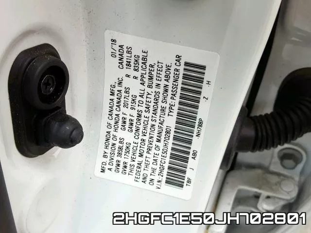 2HGFC1E50JH702801 фото 2