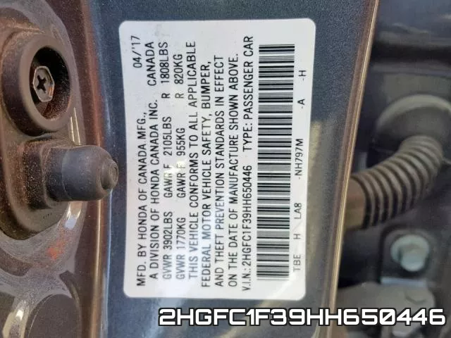 2HGFC1F39HH650446 фото 2