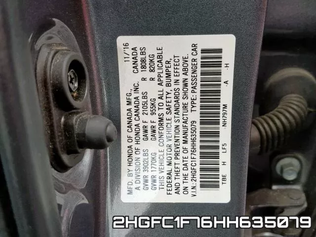2HGFC1F76HH635079 фото 2