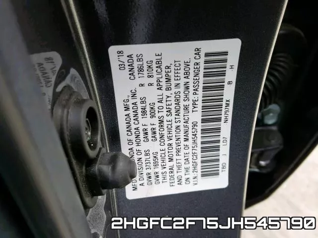 2HGFC2F75JH545790 фото 2