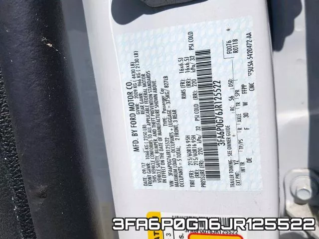 3FA6P0G76JR125522 фото 2