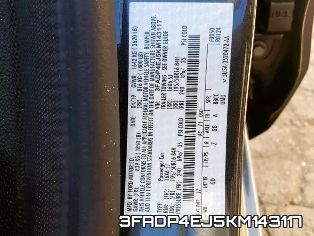 3FADP4EJ5KM143117 фото 2