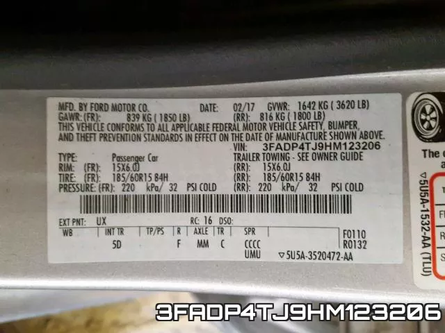 3FADP4TJ9HM123206 фото 2