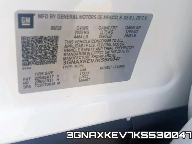 3GNAXKEV7KS530047 фото 2