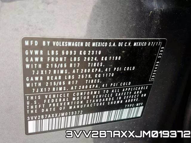 3VV2B7AXXJM019372 фото 2