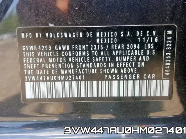 3VW447AU0HM027401 фото 2