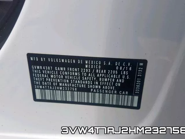 3VW4T7AJ2HM232758 фото 2