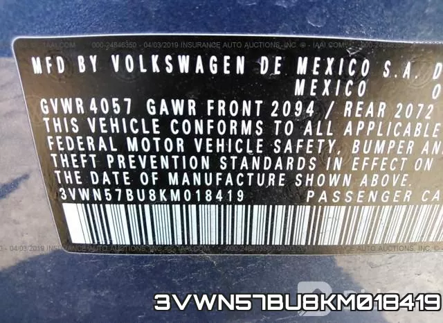3VWN57BU8KM018419 фото 10
