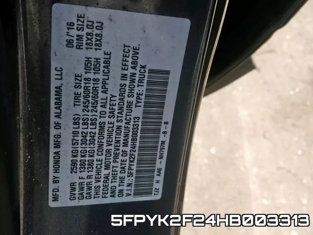 5FPYK2F24HB003313 фото 2