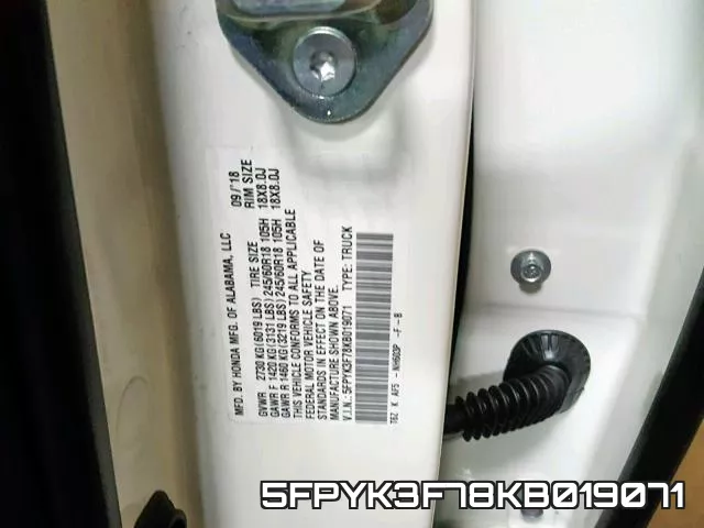 5FPYK3F78KB019071 фото 2