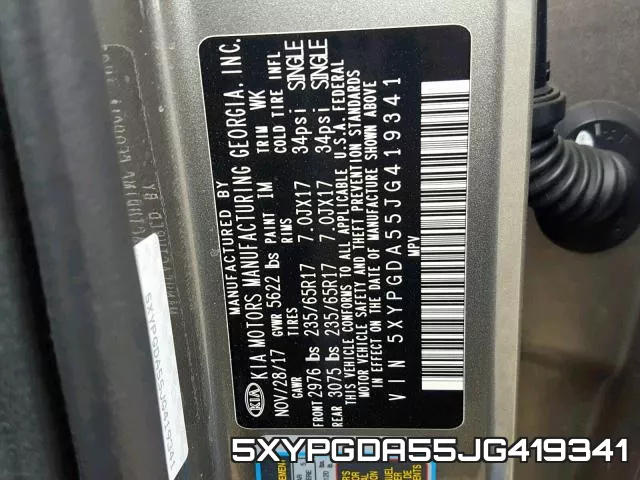 5XYPGDA55JG419341 фото 2