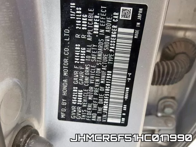 JHMCR6F51HC017990 фото 2