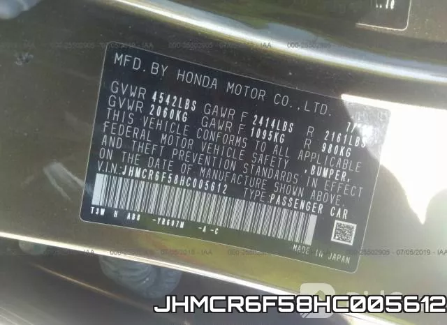 JHMCR6F58HC005612 фото 10