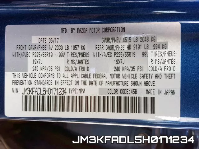 JM3KFADL5H0171234 фото 2
