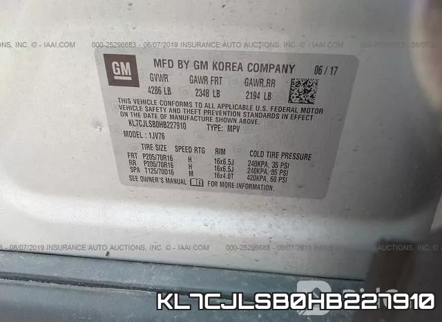 KL7CJLSB0HB227910 фото 10