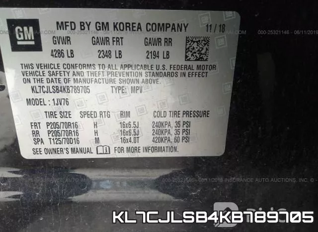 KL7CJLSB4KB789705 фото 10