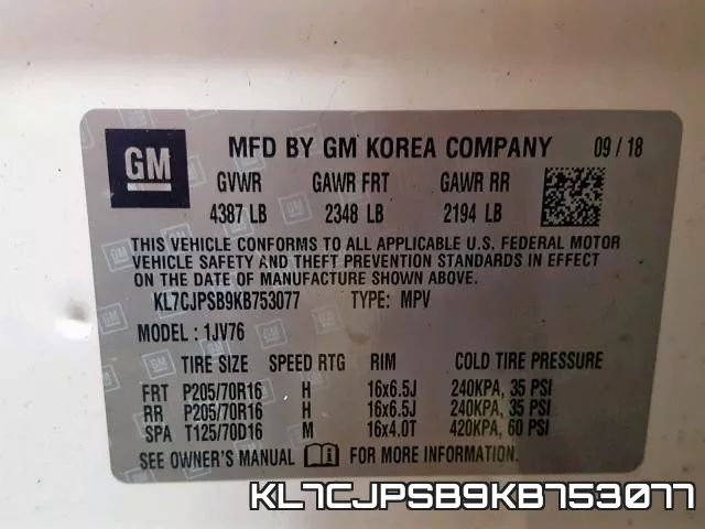 KL7CJPSB9KB753077 фото 2