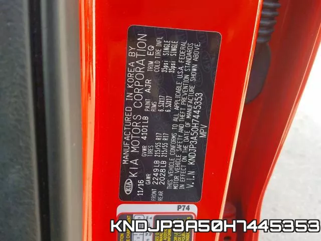 KNDJP3A50H7445353 фото 2