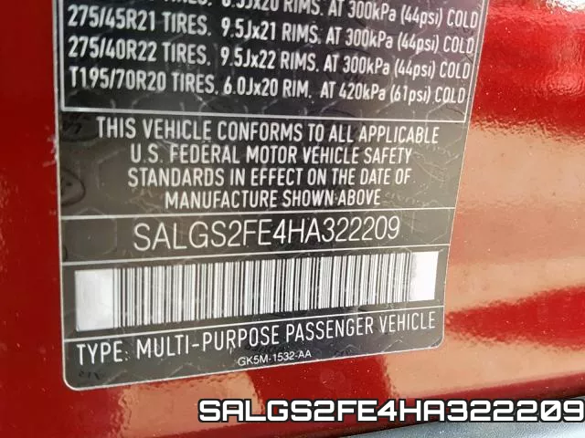 SALGS2FE4HA322209 фото 2