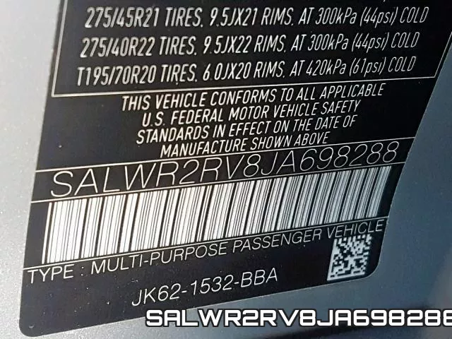 SALWR2RV8JA698288 фото 2