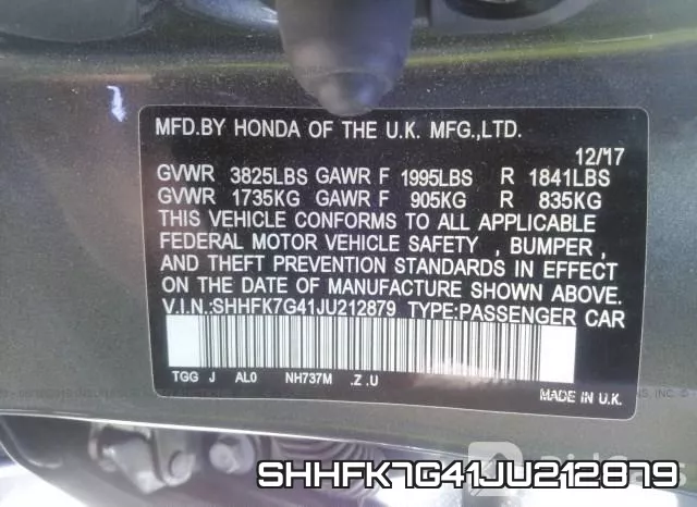 SHHFK7G41JU212879 фото 10