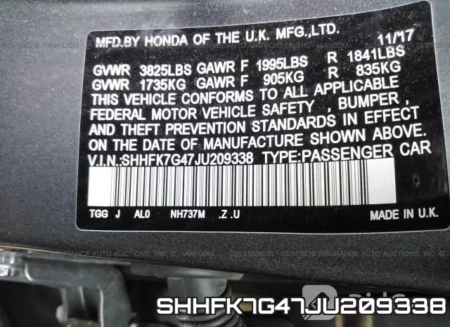 SHHFK7G47JU209338 фото 10