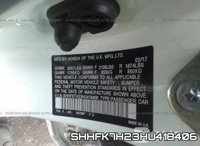 SHHFK7H23HU418406 фото 10
